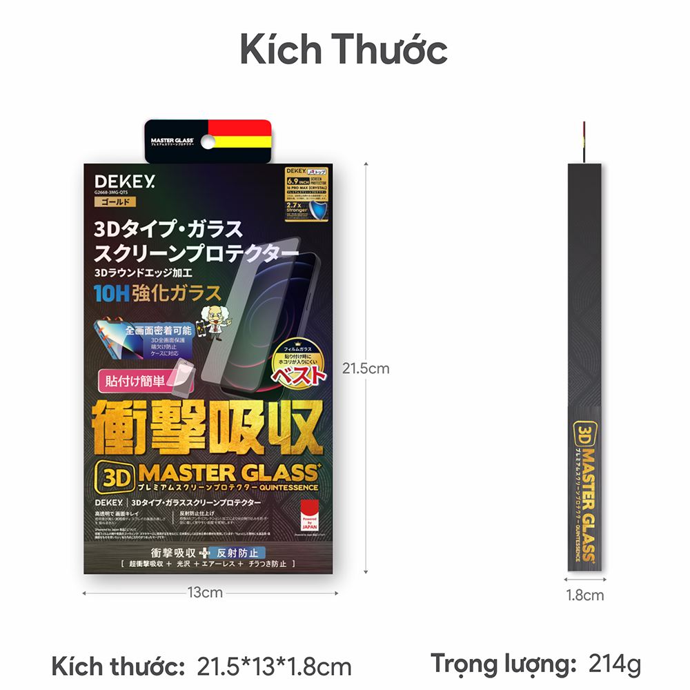 Miếng dán kính cường lực iPhone X/XS/11 Pro DEKEY 3D Quintessence Màu Trắng