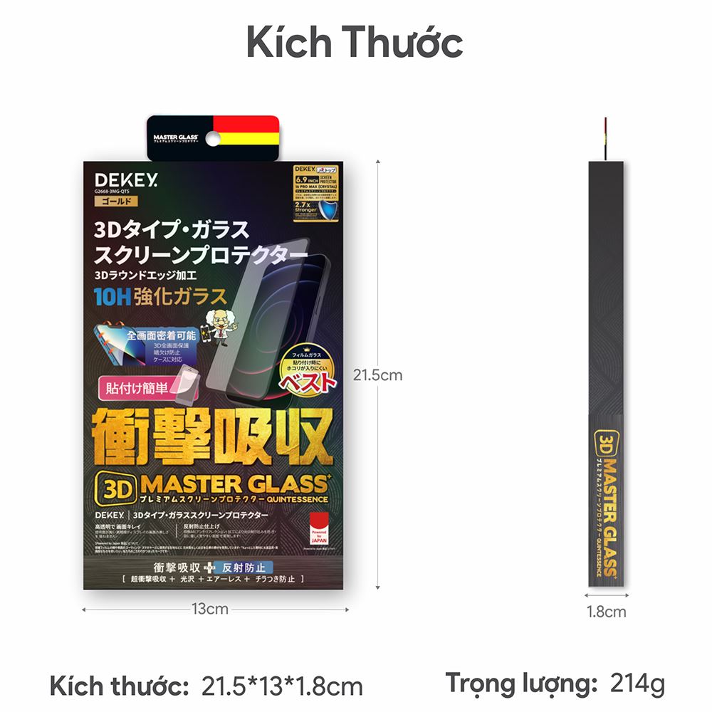 Miếng dán kính cường lực chống nhìn trộm iPhone 12/12 Pro DEKEY 3D Quintessence Màu Trắng