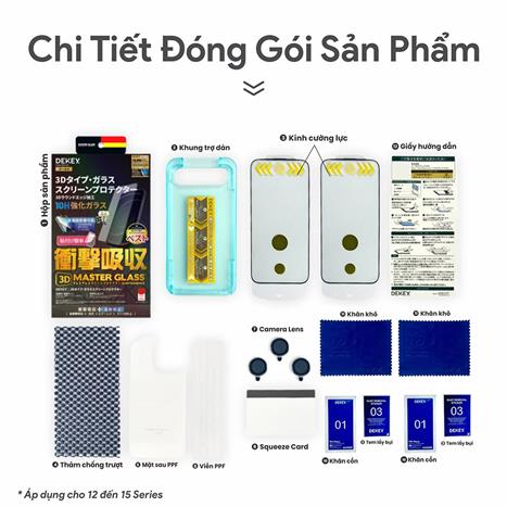 Miếng dán kính cường lực iPhone 13/13 Pro/14 DEKEY 3D Quintessence Màu Trắng