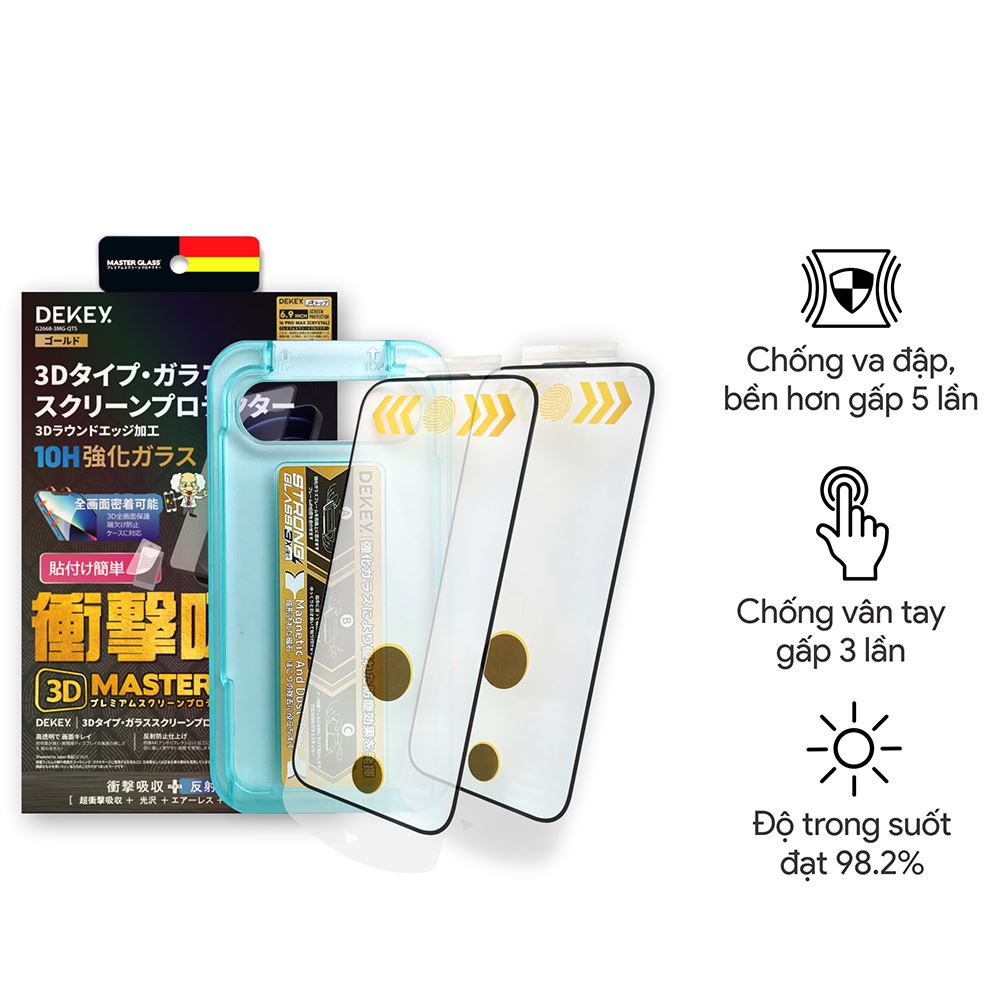 Miếng dán kính cường lực iPhone 13/13 Pro/14/16e/17e DEKEY 3D Quintessence Màu Trắng