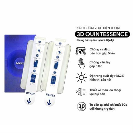 Miếng dán kính cường lực chống nhìn trộm iPhone 14 Pro DEKEY 3D Quintessence Màu Trắng
