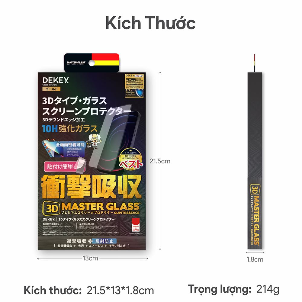 Miếng dán kính cường lực chống nhìn trộm iPhone 15 Promax DEKEY 3D Quintessence Màu Trắng