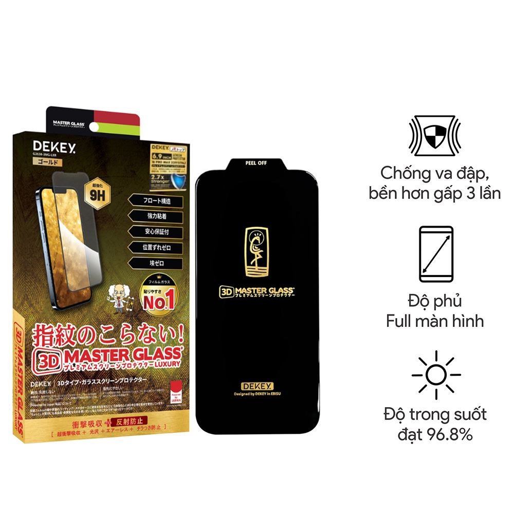 Miếng dán kính cường lực iPhone X/XS/11 Pro DEKEY 3D Luxury Màu Trắng