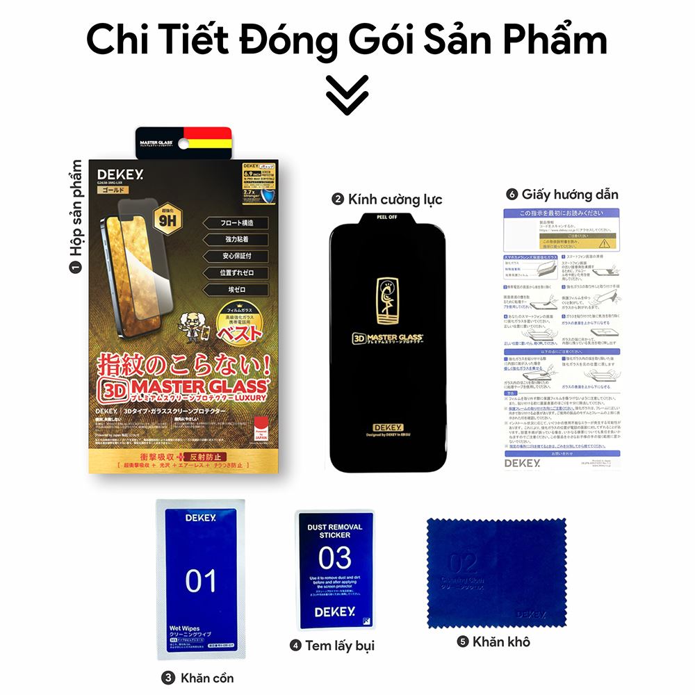Miếng dán kính cường lực iPhone XR/11 DEKEY 3D Luxury Màu Trắng