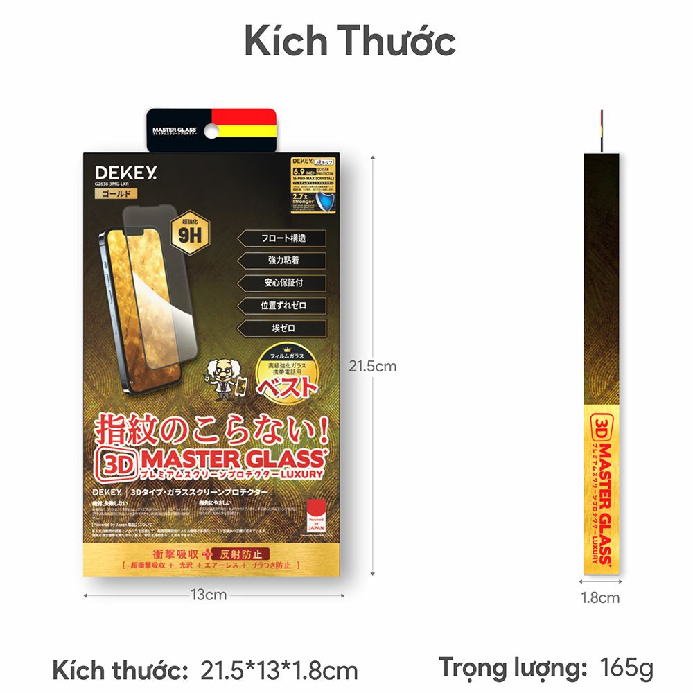 Miếng dán kính cường lực iPhone XR/11 DEKEY 3D Luxury Màu Trắng