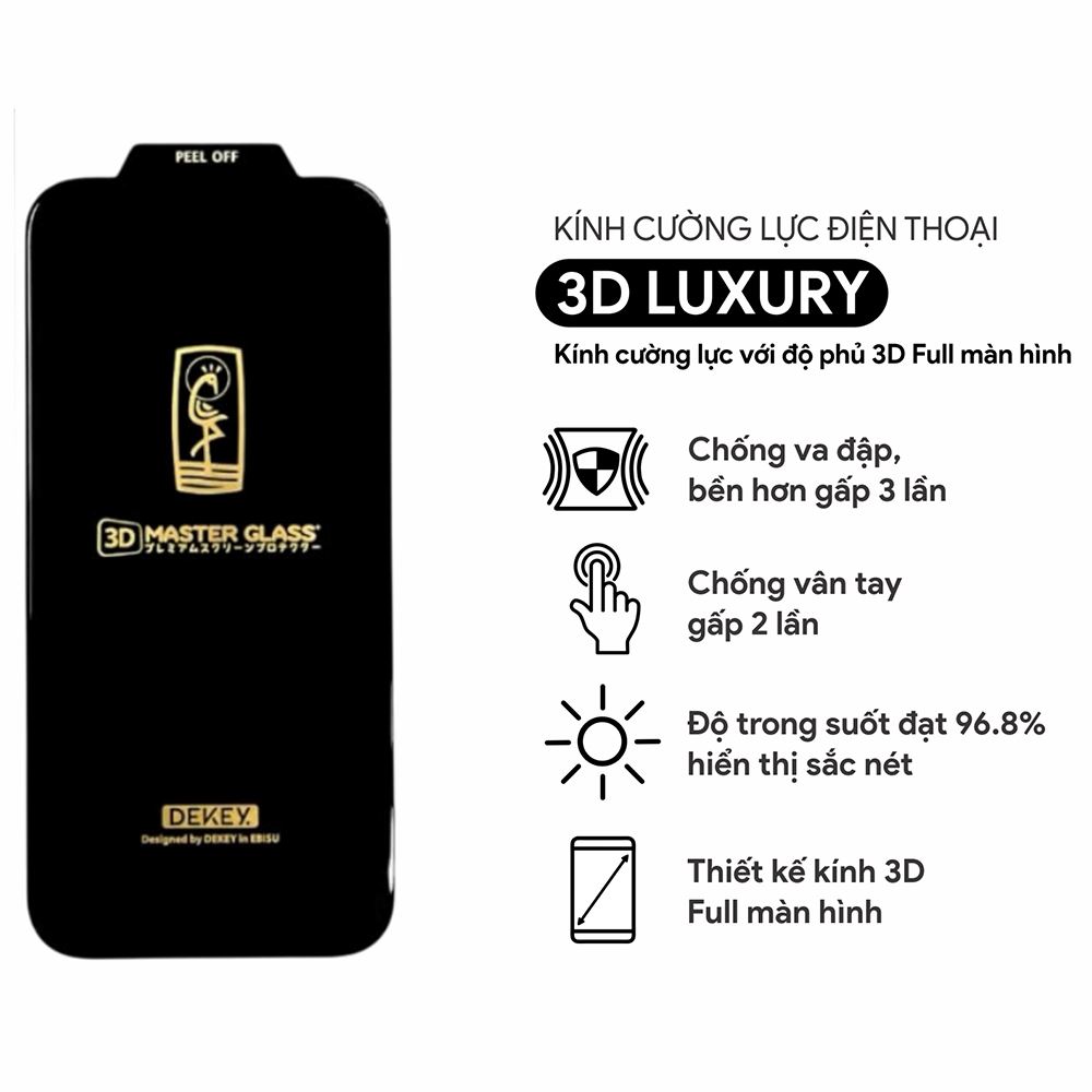Miếng dán kính cường lực iPhone XR/11 DEKEY 3D Luxury Màu Trắng