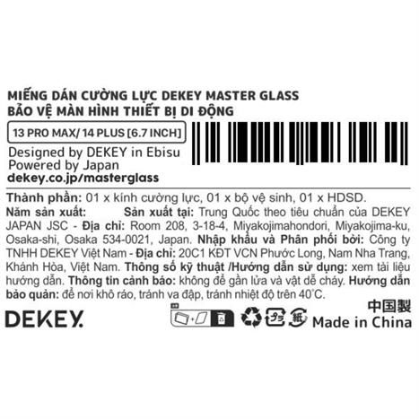 Miếng dán kính cường lực iPhone 13 Pro Max/14 Plus DEKEY 3D Luxury Màu Trắng