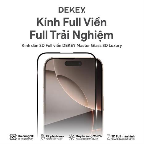 Miếng dán kính cường lực iPhone 15 Plus/16 Plus DEKEY 3D Luxury Màu Trắng