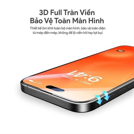 Miếng dán kính cường lực iPhone Air DEKEY 3D Luxury Màu Trắng