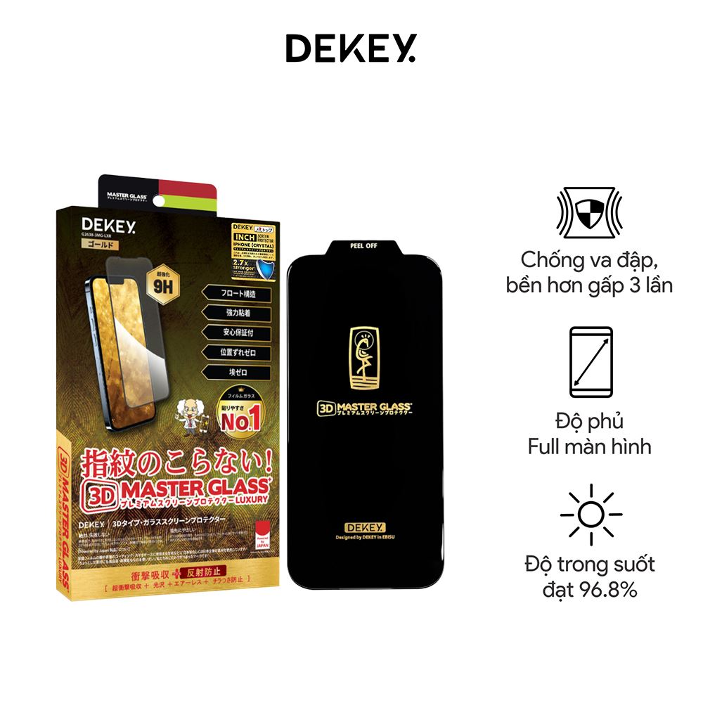 Miếng dán kính cường lực iPhone 17 Pro DEKEY 3D Luxury Màu Trắng