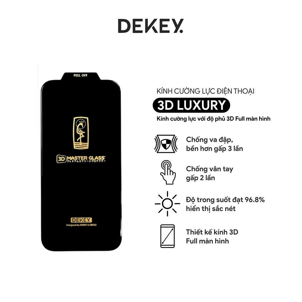 Miếng dán kính cường lực iPhone 17 Pro DEKEY 3D Luxury Màu Trắng