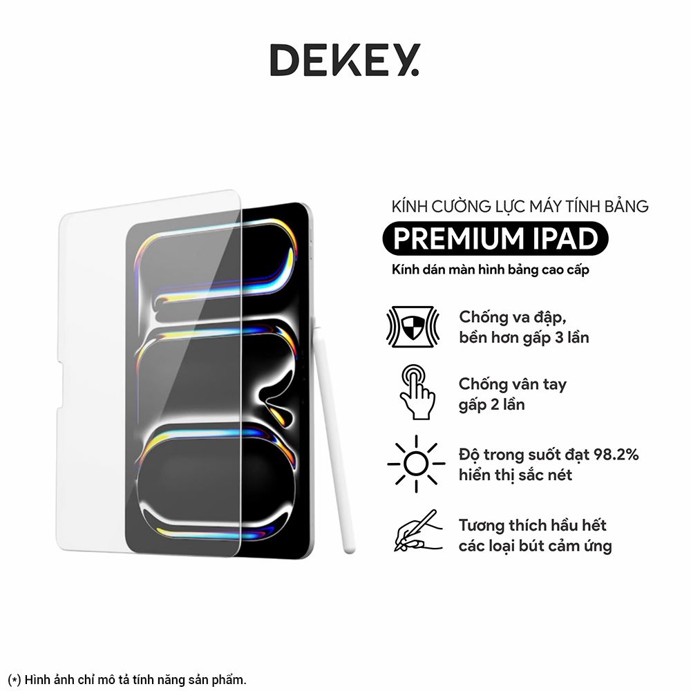 Miếng dán kính cường lực iPad Mini 1/2/3 DEKEY Premium Màu Trắng