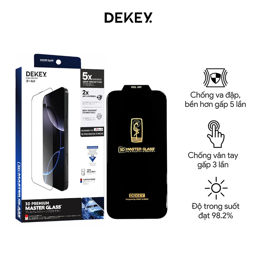 Miếng dán kính cường lực iPhone 12/12 Pro DEKEY 3D Premium Màu Trắng