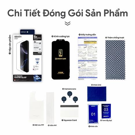 Miếng dán kính cường lực iPhone 12 Pro Max DEKEY 3D Premium Màu Trắng