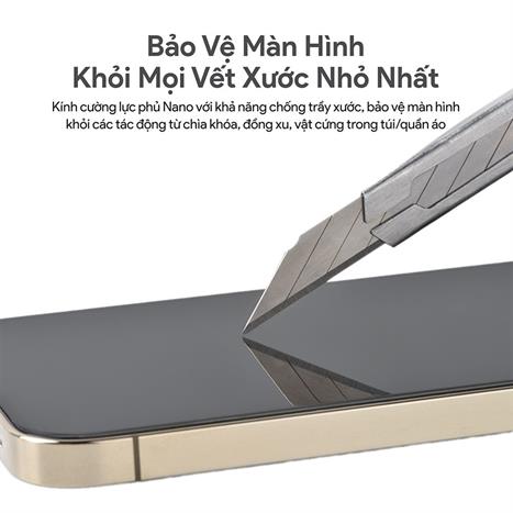 Miếng dán kính cường lực iPhone 16 Pro/17 DEKEY 3D Premium Màu Trắng