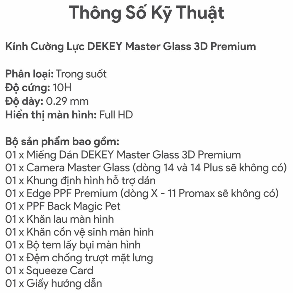 Miếng dán kính cường lực iPhone Air DEKEY 3D Premium Màu Trắng