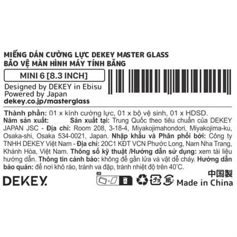 Miếng dán kính cường lực iPad Mini 6 DEKEY Premium Màu Trắng