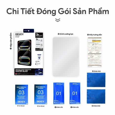 Miếng dán kính cường lực iPad Gen 10 New 10.9 inch/11 inch DEKEY Premium Màu Trắng