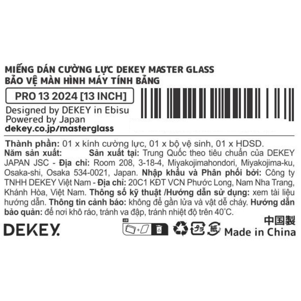 Miếng dán kính cường lực iPad Pro 13 inch DEKEY Premium Màu Trắng