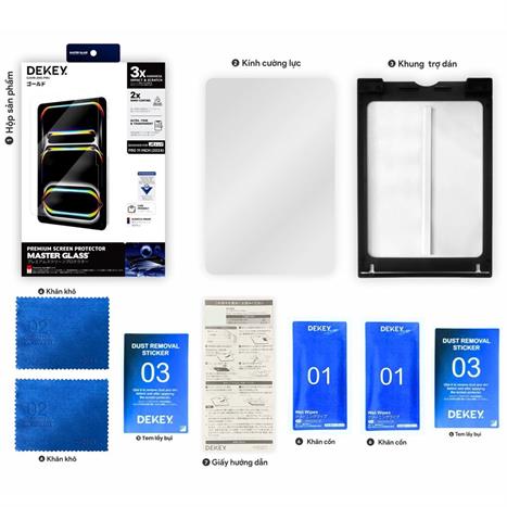 Miếng dán kính cường lực iPad 10.2 inch DEKEY Premium with applicator Màu Trắng