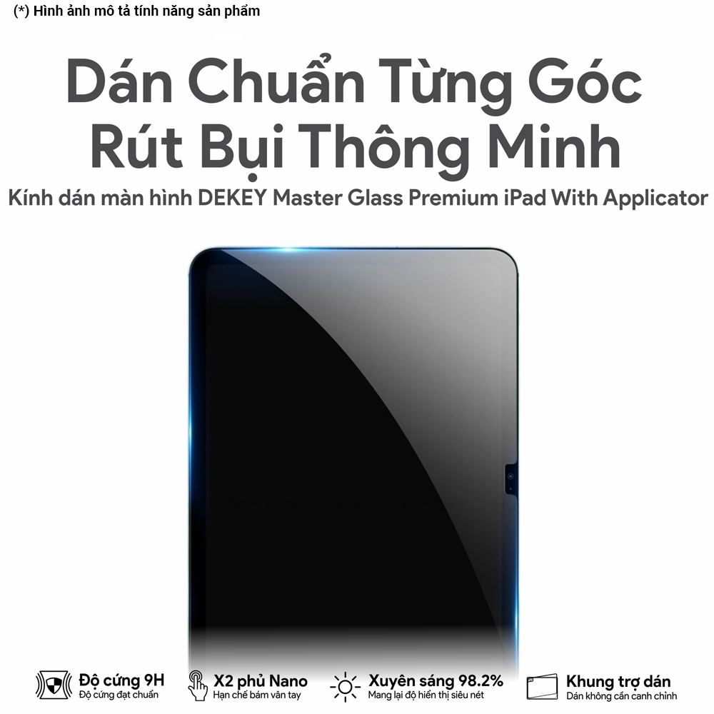 Miếng dán kính cường lực iPad Air 11 inch DEKEY Premium with applicator Màu Trắng