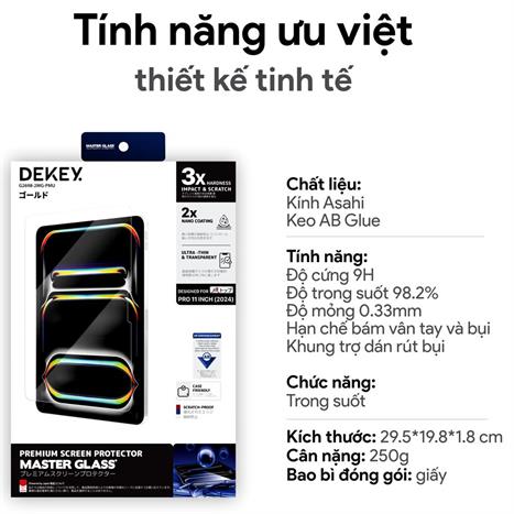Miếng dán kính cường lực iPad 10.9 inch/11 inch DEKEY Premium with applicator Màu Trắng