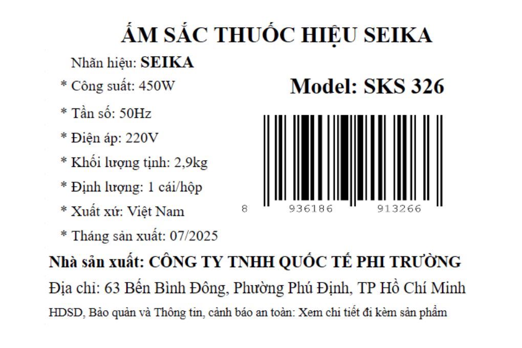 Siêu sắc thuốc điện Seika 3.2 lít SKS 326 Đen Màu Đen