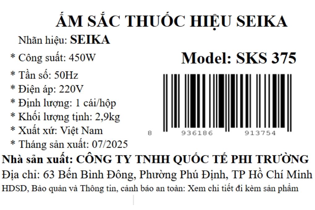 Siêu sắc thuốc điện Seika 3.3 lít SKS 375 Xanh Màu Xanh lá