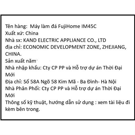Máy làm đá lọc nước UF FUJIHOME IM45C Màu Đen