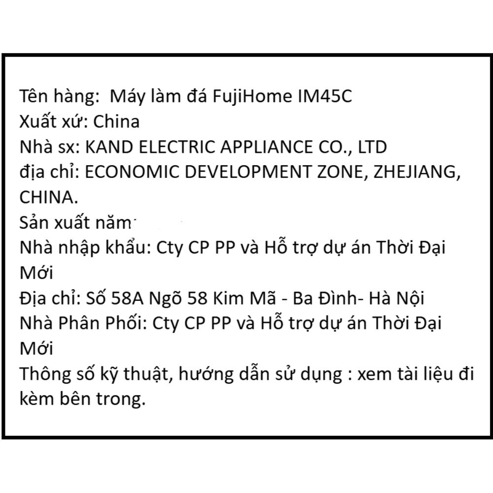 Máy làm đá lọc nước UF FUJIHOME IM45C Màu Đen