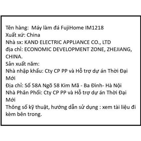 Máy làm đá viên mini FUJIHOME IM1218 Màu Đen