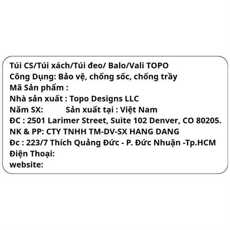 Túi đeo chéo Topo Designs Mini Shoulder Bag 29377 Màu Đen