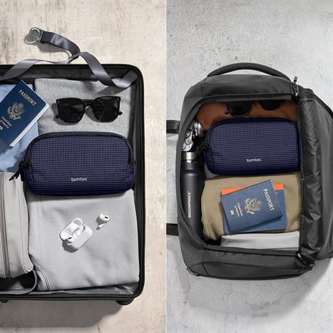 Túi đựng phụ kiện Tomtoc Premium Light-T12 Tech Organizer T12M1B1 Màu Xanh Navy