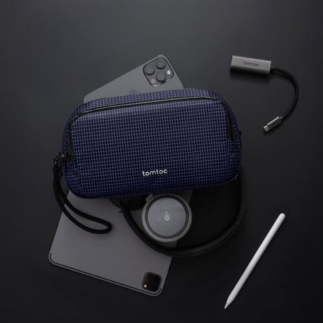 Túi đựng phụ kiện Tomtoc Premium Light-T12 Tech Organizer T12M1B1 Màu Xanh Navy