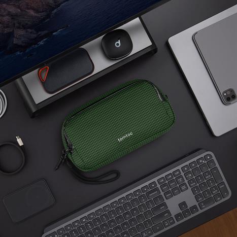 Túi đựng phụ kiện Tomtoc Premium Light-T12 Tech Organizer T12M1T2 Màu Xanh lá