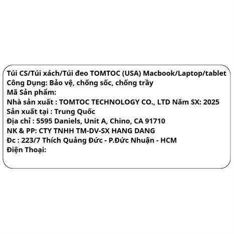 Túi đeo chéo Tomtoc Aviator-T37 Travel Crossbody T37S1D1 Màu Đen