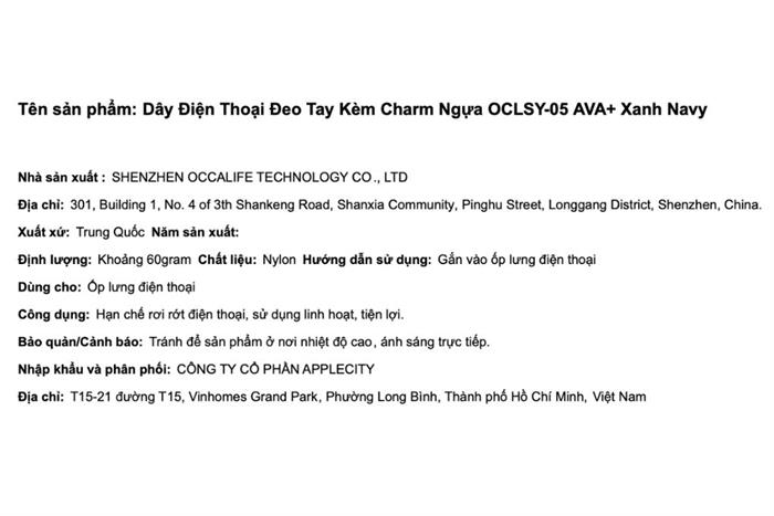 Dây Điện Thoại Đeo Tay Kèm Charm Ngựa AVA+ Xanh Navy OCLSY-05 Màu Xanh Navy