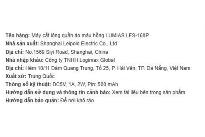 Máy cắt lông quần áo LUMIAS LFS-168P Màu Hồng
