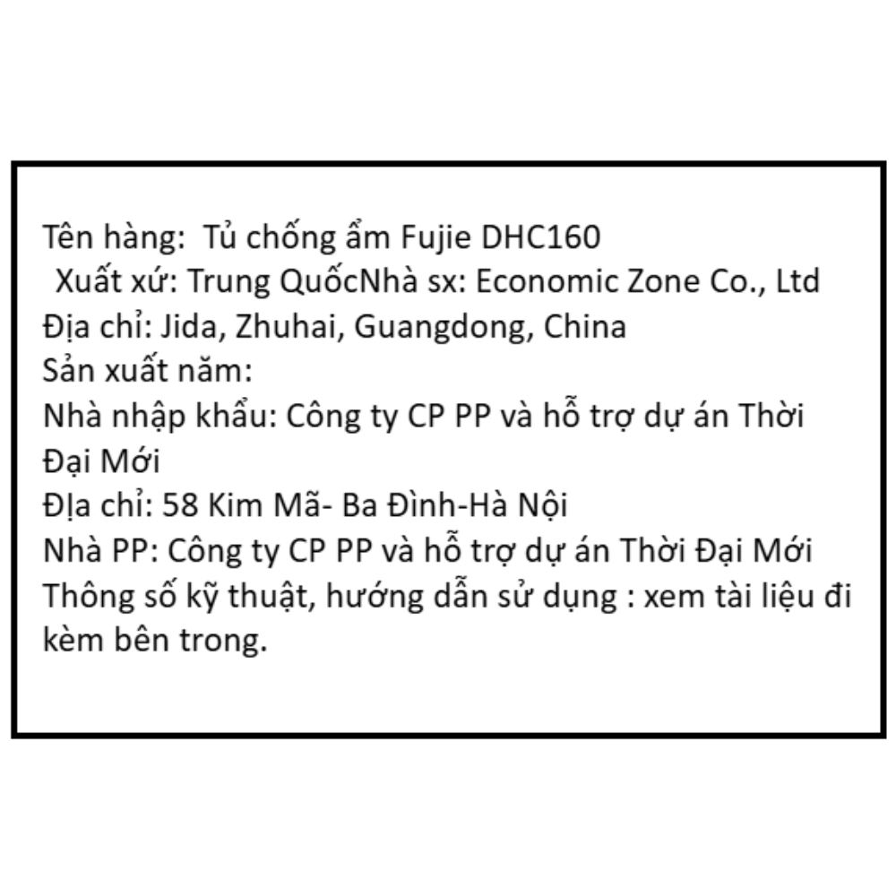 Tủ chống ẩm FujiE DHC160 160 lít Màu Đen