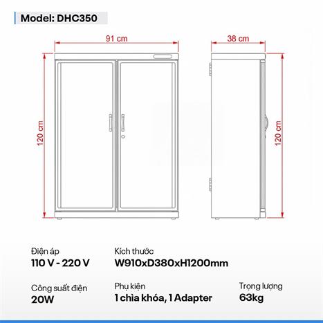 Tủ chống ẩm Fujie DHC350 350 lít Màu Đen