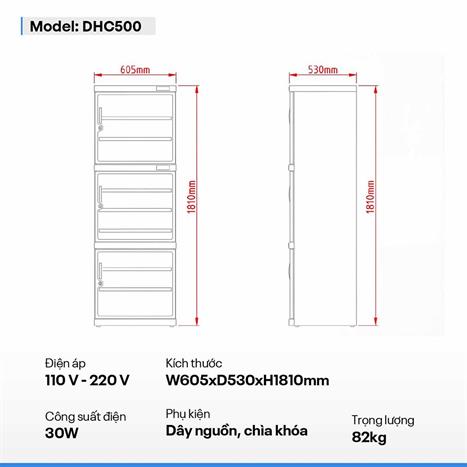 Tủ chống ẩm FujiE DHC500 500 lít Màu Đen