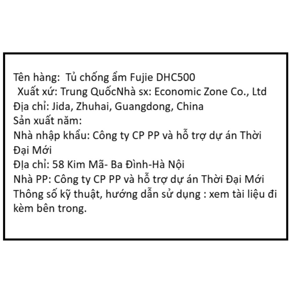 Tủ chống ẩm FujiE DHC500 500 lít Màu Đen