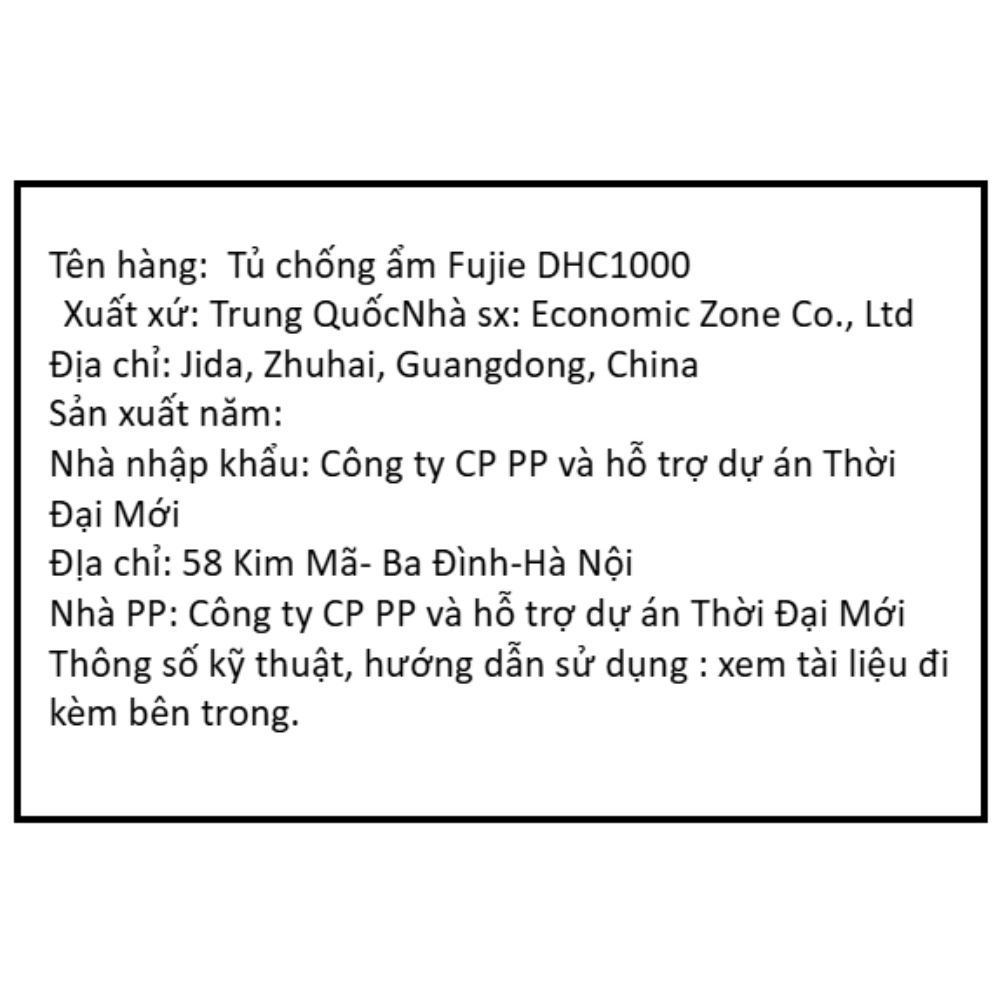 Tủ chống ẩm FujiE DHC1000 1000 lít Màu Đen
