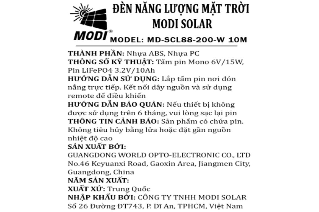 Đèn ốp trần năng lượng mặt trời Modi MD-SCL88-200-W 10M - 9