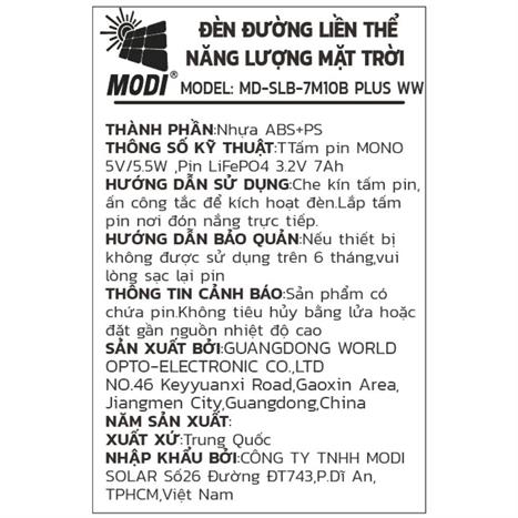 Đèn dây trang trí năng lượng mặt trời Modi MD-SLB-7M10B PLUS WW Màu Đen