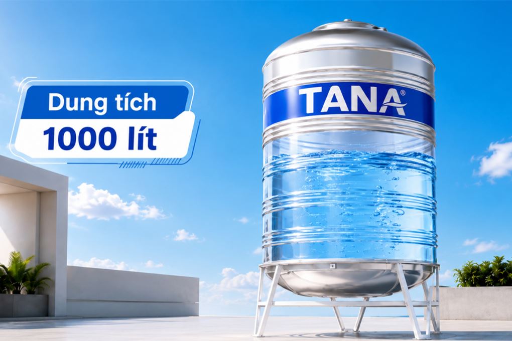 Bồn nước inox đứng 1000 lít Tân Á BI-TA-1000D Màu Bạc Inox
