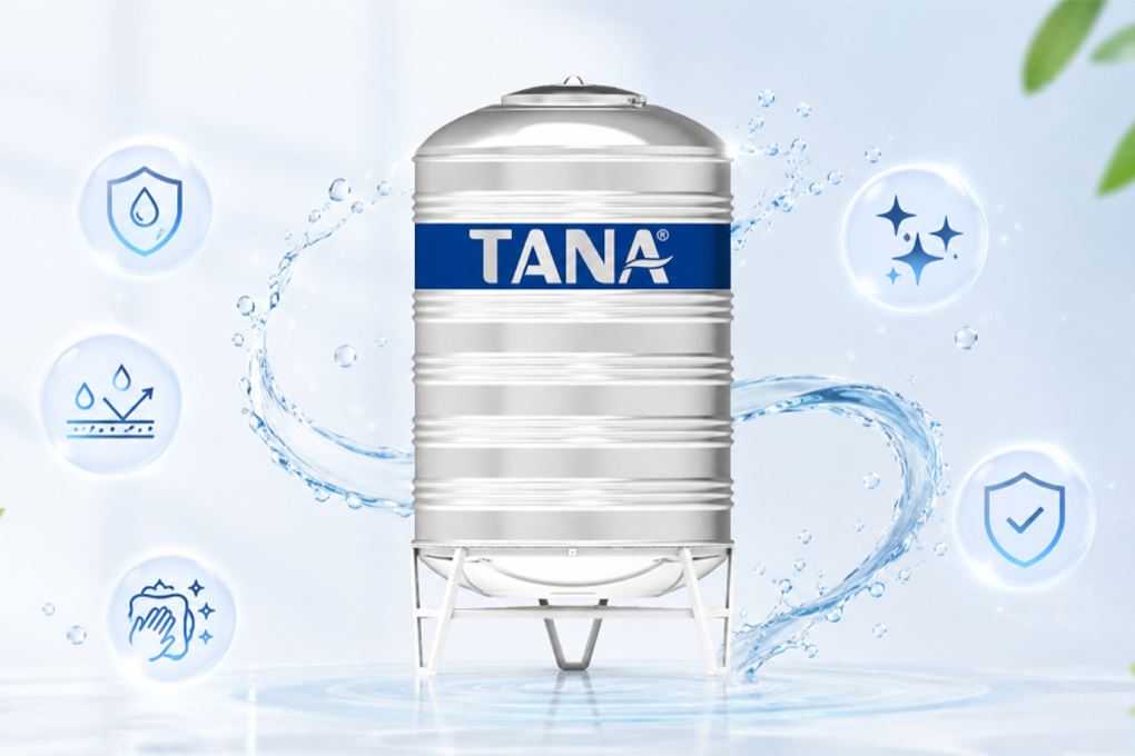 Bồn nước inox đứng 1500 lít Tân Á BI-TA-1500D Màu Bạc Inox