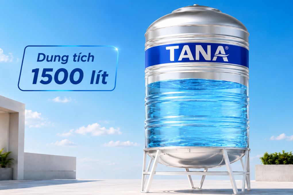 Bồn nước inox đứng 1500 lít Tân Á BI-TA-1500D Màu Bạc Inox