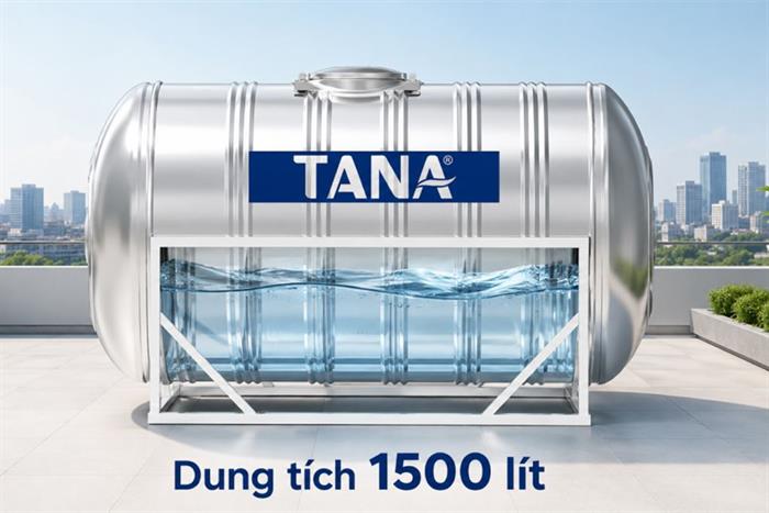 Bồn nước inox ngang 1500 lít Tân Á BI-TA-1500N Màu Bạc Inox