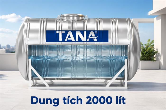 Bồn nước inox ngang 2000 lít Tân Á BI-TA-2000N Màu Bạc Inox